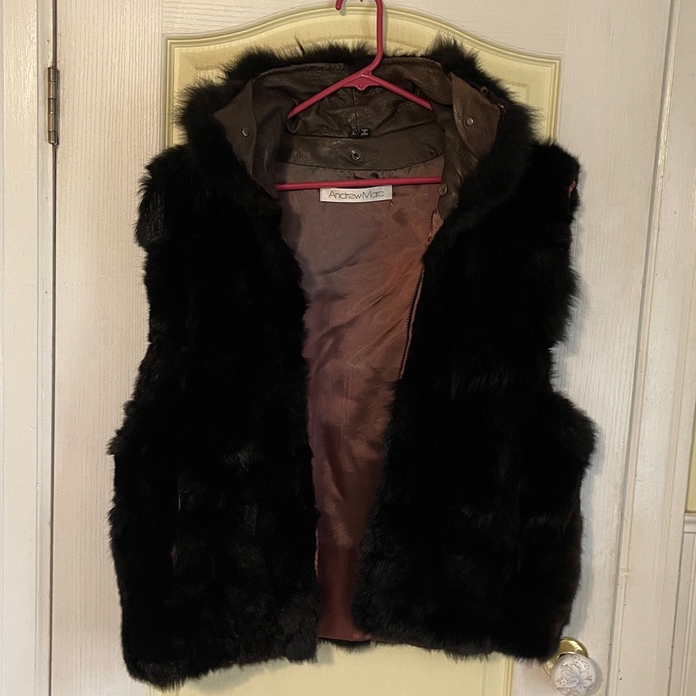 Andrew Marc Black Fox Fur Vest